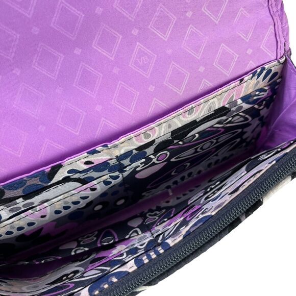 Vera Bradley Navy Purple Womens Quilted Floral Wallet Wristlet Coin Purse Bag - Picture 16 of 16